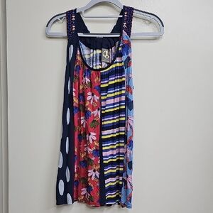 Anthropologie One September Design Floral Stripe Tank Top Size Medium NWT